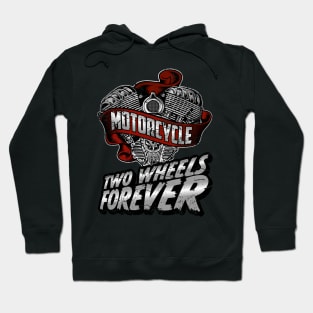 Two Wheels Forever Biker Heart Hoodie